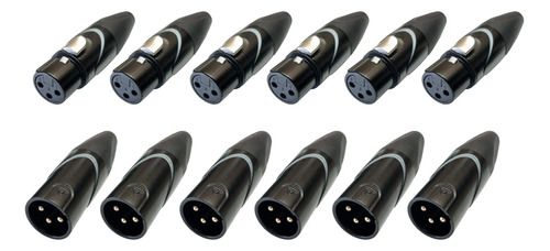 6 Parejas Conector Canon Xlr-3 Hembra Y Macho Energy Audio 