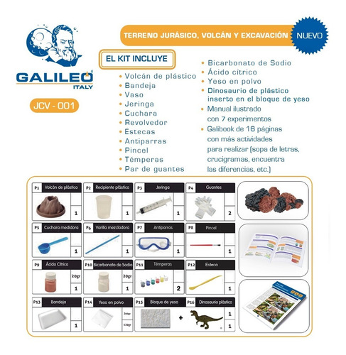 Juego De Ciencia Volcan Y Excavacion Jurasica Galileo Full