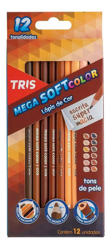 Lápis De Cor Tris Mega Soft Color Tons De Pele 12 Cores C/6