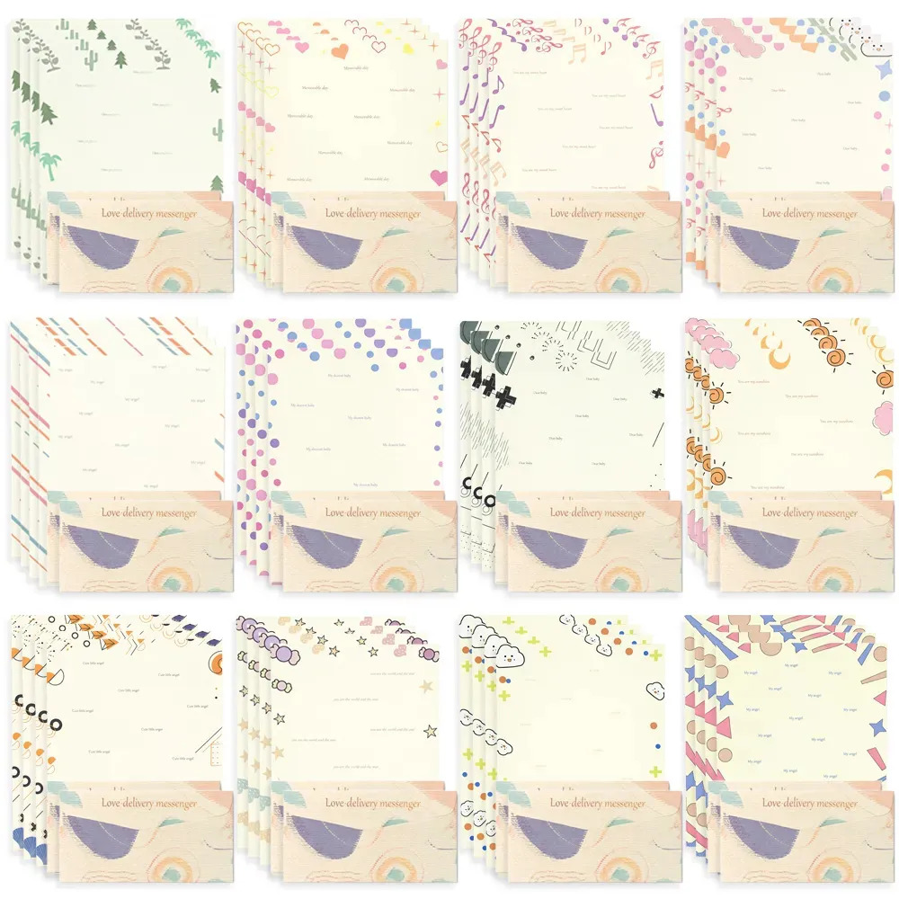 72pcs Sobres Y Cartas Grande 12 Colores Invitación 28.5x21cm