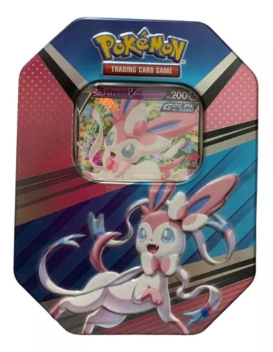 Coleção Cartas Pokemon Evoluções de Eevee Herois V Lata 25 Cartas