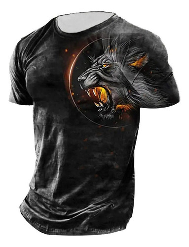 Playeras Con Estampado De Leones En 3d Para Hombre, Camiset