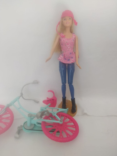Muñeca Barbie En Bicicleta Con Detalles Mattel (Usado)