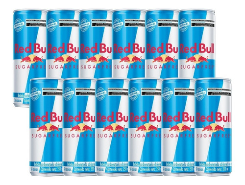 Pack De 12 Piezas De Red Bull Energy Drink Sugar Free 250 Ml