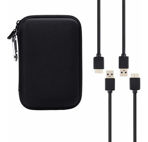 Portable Hard Drive Case With 2 Usb 3.0 Charger Cable To