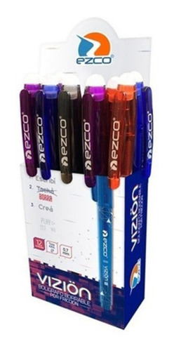 Boligrafo Ezco Borrable Vizion Trazo 0.7 Mm Tinta Azul X12 U