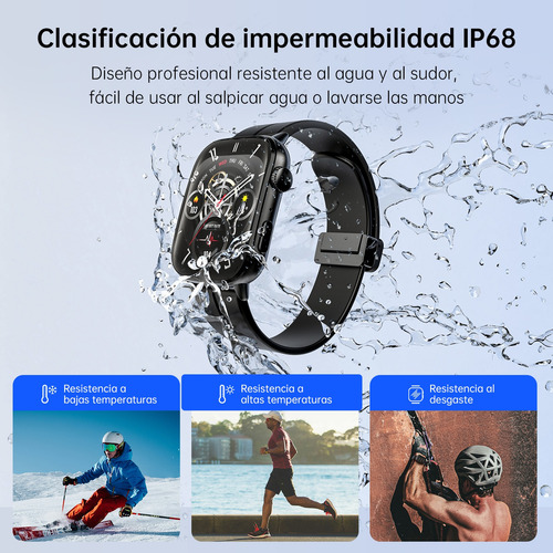 Reloj Inteligente G-tide S6pro Negro Unisex Con Notificaciones De Llamadas Y Mensajes Compatible Con Ios Y Android Ip68 Resistente Al Agua