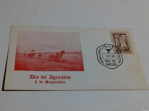 Tarjeta Filatelia Día De Emisión 20/9/48  Agricultor