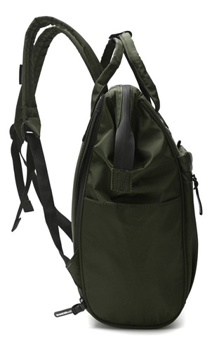 Mochila Boca De Pez Urbana Wanderlust Antirrobo Reforzada Color Verde Militar Diseño De La Tela Liso