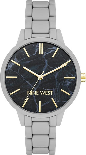 Nine West ® Reloj Mano Mujer Cristal Abovedado 36mm 2726magy Color de la correa Gris / Grey Color del fondo Negro / Black