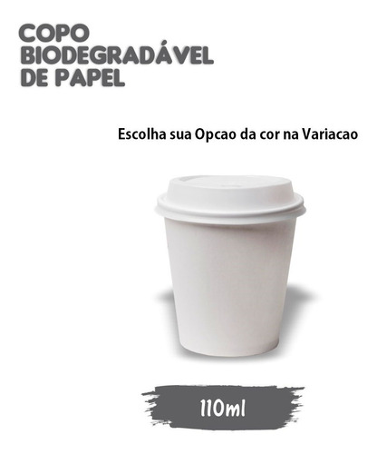 100 Copos Térmicos Papel Biodegradável Branco/preto 110ml 