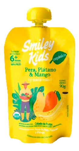 Papilla Orgánica Smiley Kids Pera Platano Mango 12pzs De 90g