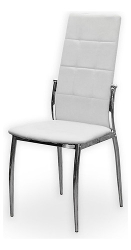 Silla Blanca Capitone Comedor Cuero Cromo Tisera Cods10 Asiento Blanco Diseño De La Tela Liso