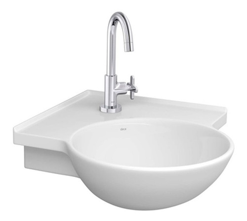 Imagen 4 de 10 de Bacha Loza Blanca Esquinera Colgante Baño Redonda Porcelana