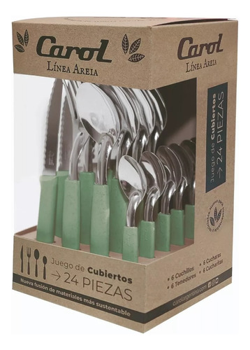 Cubiertos Carol Set  En Caja X24 Pzas Linea Areia Acero Inox