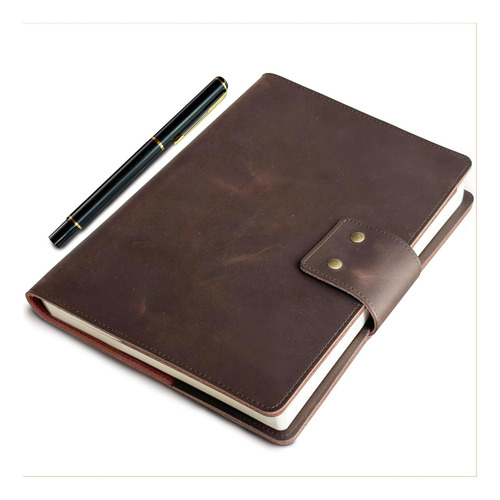 Libro: Diario De Piel Con Cuadrícula A5, Cuaderno Recargable