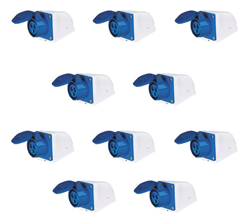 Pack X10 Enchufe Industrial Hembra Sobrepuesta 2p+t