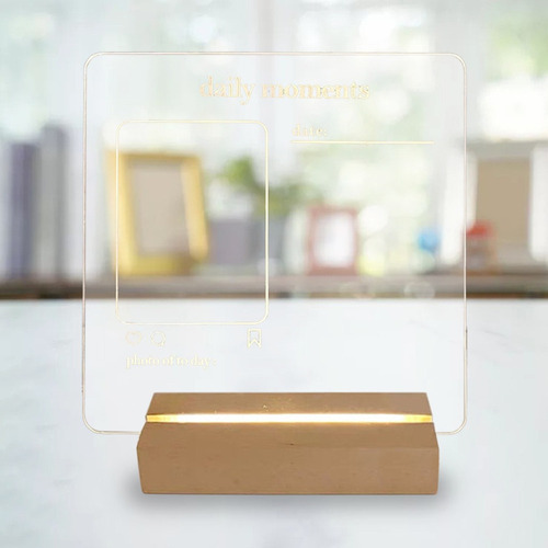 Tablero De Notas De Escritorio Acrílico Memo Borrable Led