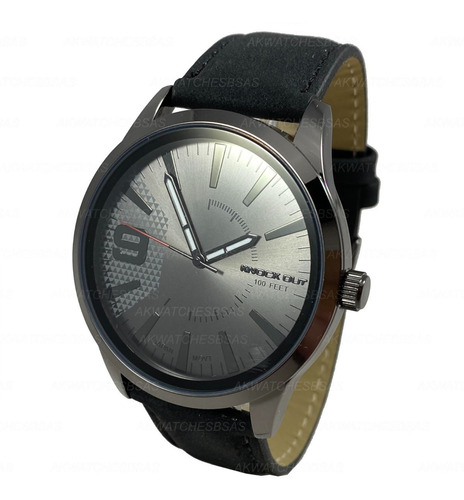 Reloj Knock Out Hombre Cuero Caballero Analogo 2594 Black