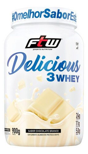 Whey Protein Delicious Isolado Concentrado E Hidrolizado Ftw Sabor Chocolate Branco (900g)