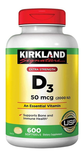 Vitamina D3 Kirkland 600 Softgel De 2000 Ui Iu