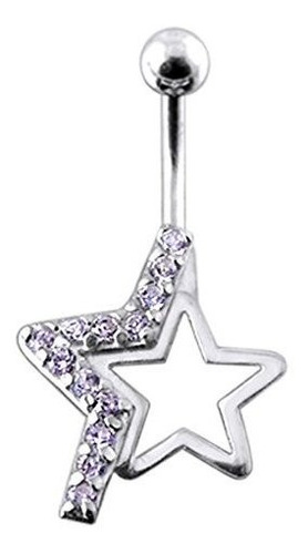 Aros - Elegante Estrella De Rock De Vidrio Cz 925 Sterling S