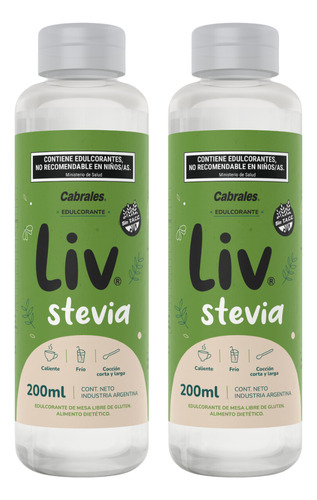 Edulcorante Stevia Liquido Liv 200 Ml Pack X2