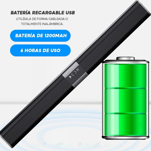Barra Sonido Bluetooth Sd Radio Smart Tv Cine Usb A Batería