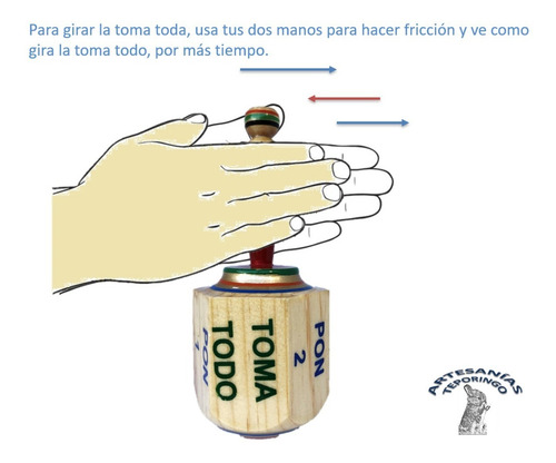 1 Pza. Artesanía Mex. De Madera Pirinola/toma Todo Grande.