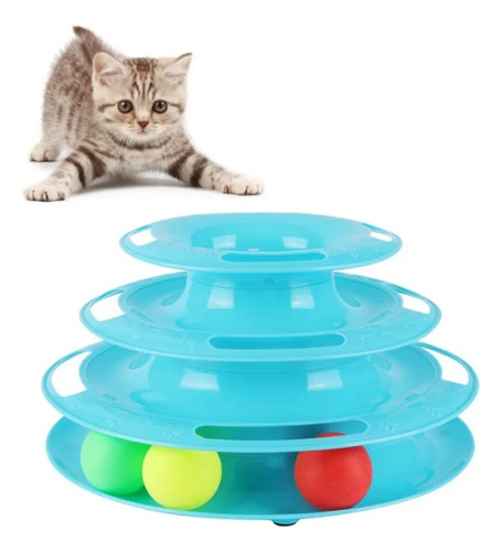 Juguete Para Gatos Pista Tres Niveles Interactiva Giratoria