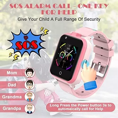 cjc Reloj inteligente para niños, reloj inteligente 4G para niños con  rastreador GPS y llamadas, reloj SOS para teléfono celular para niños,  regalos