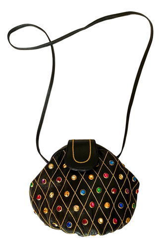 Cartera Crossbodybag Negra Con Joyas 