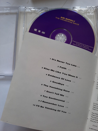 Air Supply - The Vanishin Rase -cd Made In Usa