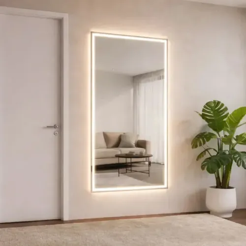 Espelho Grande Com Led 3 Cores 70x50 Banheiro Botão Touch