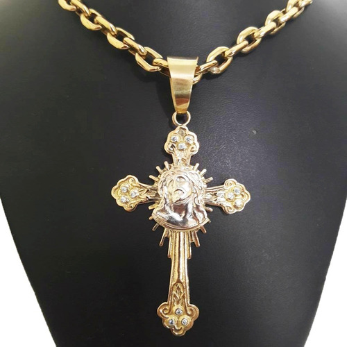 Imagem 4 de 7 de Pingente Cruz Face De Cristo 14 Gramas Ouro 18k