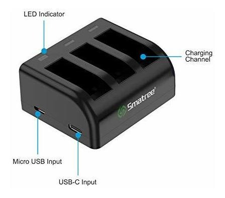 2 Bateria Recargable Cargador 3 Canal Para Gopro Hero 9