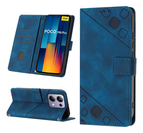 Flip Embossed Wallet Case Para Xiaomi Poco M6 Pro 4g