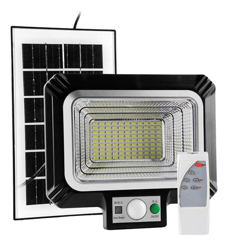 Foco Exterior Solar P/pared Luz Led 50w Con Sensor Y Control