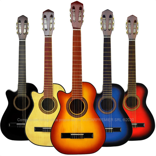 Guitarra Criolla Mediana 3/4 Con Corte Zurdo Colores Funda 