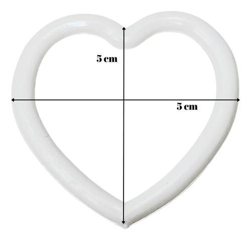 100 Aro Argolla De Plástico Blanco Corazón Manualidad 5 Cm