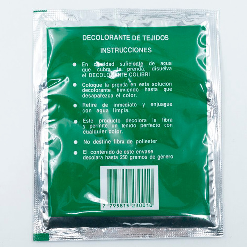Anilina Decolorante De Tejidos Colibri X50gr