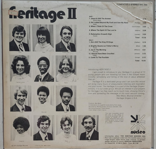 Lp Heritage Ii - Jesus Is Still The Answer 1978 (Usado)
