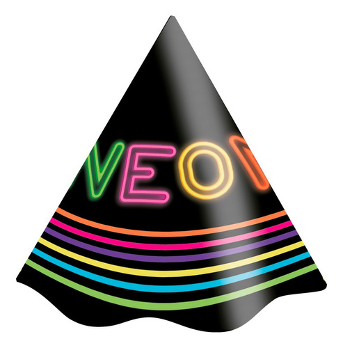 Chapéu De Aniversário Festa Neon 08 Unidades - Festcolor