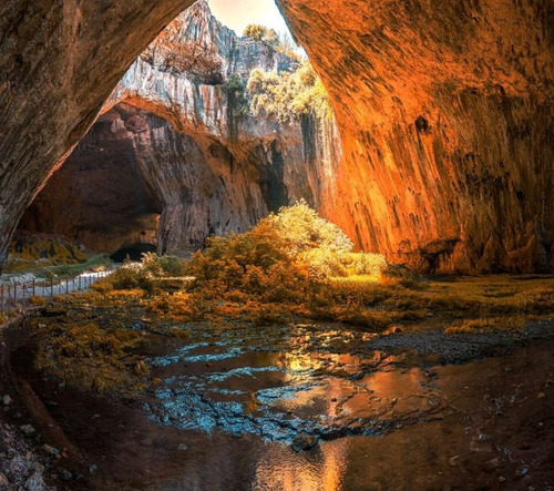 Papel De Parede Paisagem Caverna Gruta Riacho Montanha Gg811