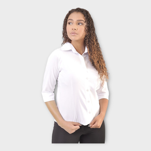 Mangas 3/4 Camisa Feminina, Social, Blusa