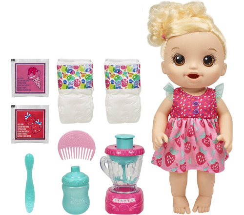 Muñeca Baby Alive Set Con Licuadora De Juguete Cabello Rubio