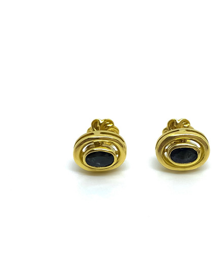 Aros Zafiros Auténticos Oro 18k Rosca 9 Mm