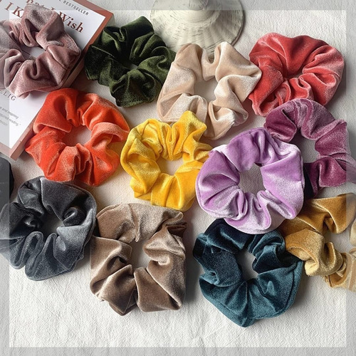 Scrunchies Terciopelo Ligas Donas Cabello Pack 10 Piezas