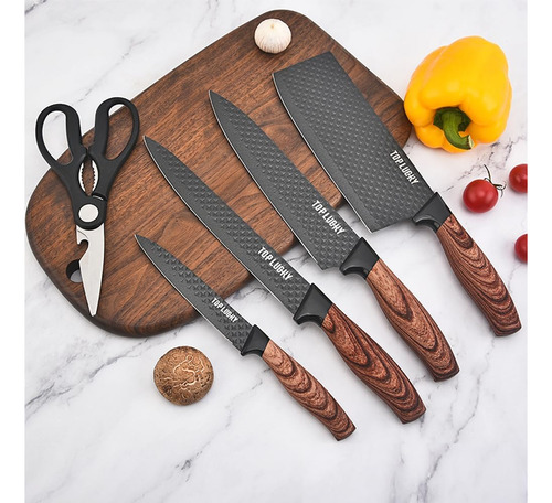 Set De Cuchillos 6 Piezas Con Bloque, Acero Inox Antióxido