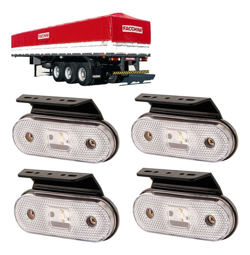 4 Lanterna Led Lateral Carreta Caminhão Baú Bivolt 12v 24v